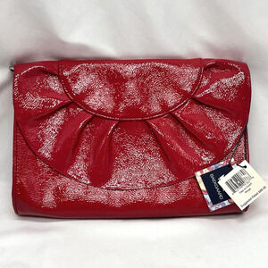 NWT Baekgaard Deja vu Leather Clutch or shoulder bag purse Rouge Ruffle coquette